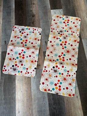 Atomic Starburst Kitchen Rug Set 2pc Mid Century Modern NEW